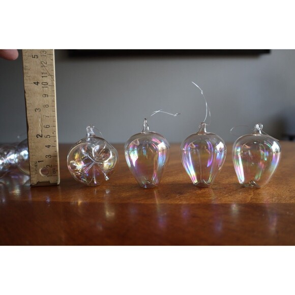 Lot 11 Handblown Clear Thin Glass Iridescent Christmas Tree Ornament Icicle Ball - Picture 8 of 12